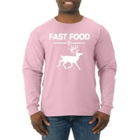Кошула за лов на елен за брза храна Менс кошула со долг ракав, светло розова, 2xl