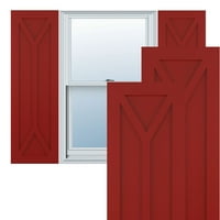Ekena Millwork 12 W 63 H TRUE FIT PVC San Carlos Mission Style Fixed Mount Sulters, Fire Red