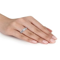 1- Карат Т.Г.В. Создаден бел сафир и дијамант-акцент 10kt прстен за ангажман на бело злато