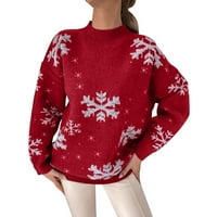 Совет Божиќни Џемпери За Жени Џемпер Без Ракави Мажи Жени Божиќна Снегулка Плетен Џемпер Со Долги Ракави Пуловер За Печатење