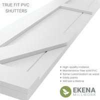 Ekena Millwork 12 W 30 H TRUE FIT PVC Две еднакви панели Фарма куќа фиксни ролетни за монтирање w z-bar, виридијан зелена