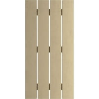 Ekena Millwork 1 2 W 78 H Rustic Four Four Board Spaced Board-N-Batten мазни ролетни од дрво од фау, подготвен тен