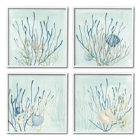 Пливање подводно море живот корални животни и инсекти графичка уметност бела врамена уметничка печатена wallидна уметност, сет