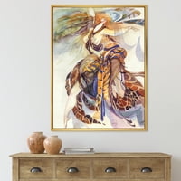 DesignArt 'Алегорија на рајска птица портрет' Традиционална врамена платна wallидна уметност печатење