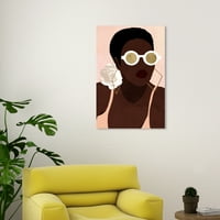Wynwood Studio Canvas преку златни обоени очила мода и глам портрети wallидни уметности платно печати кафеава темно кафеава