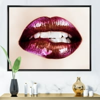 DesignArt „Зголемување на модерните врамени планини на Purple Female Lips“