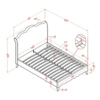 Мебел на Америка illилијан современа платформа за ткаенини, кревет, полн, беж