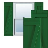 Ekena Millwork 1 8 W 37 H TRUE FIT PVC Три табли се приклучија на одборот-n-batten ролетни W Z-Bar, Viridian Green