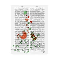 Трговска марка ликовна уметност „Illustrationубовни птици илустрација“ платно уметност од фан фанки