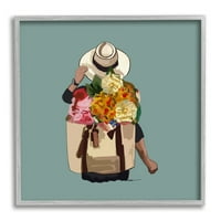 Sumn Industries мешан цветниот ранец ранец летен цути Графичка уметност сива врамена уметничка печатена wallидна уметност, дизајн