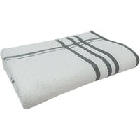 Основна колекција на бања - единечна крпа за бања, бела со сива лента