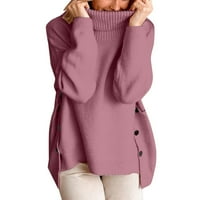 Рифорла Женска Мода Есенски Зимски Плетен Џемпер Пуловер Со Дебел Конец Џемпер Со Желка Женски Пуловер Џемпер Виолетова С