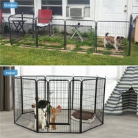 Smilemart панел кучиња Playpen Metal Pet Pern Pen Puppy Protable Cat Fence Barrier Outdoor Indoor, Black
