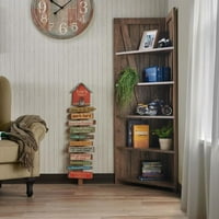 Мебел на Америка Хелс Рустикална полица за книги од 5 полица, вратен даб