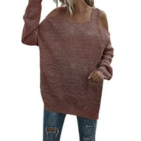 Џемпери за пуловер за жени капчиња пуловер џемпери долга ракав зимска облека l