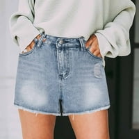 Taqqpue High Wealisted Sturny Jean Shorts за жени, обични летни искинати тексас шорцеви сурови помлади шорцеви фармерки топли