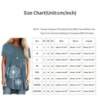 Подплуг Женска Плус Големина О-Вратот Печатење Маица Кратки Ракави Обична Блуза Лабави Врвови