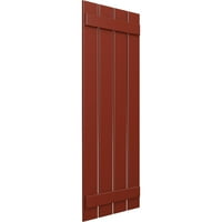 Ekena Millwork 23 W 66 H TRUE FIT PVC Четири табли распоредени од табла-N-Batten Sulters, бибер црвена