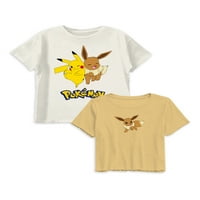 Графички маици со кратки ракави од Pokemon Girls, 2-пакувања, големини 4- & плус
