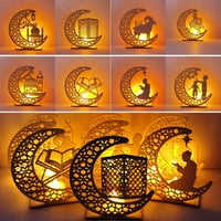 Еид Мубарак Рамазан Дрвени Свеќи Светла Муслимански Исламски Подароци Партија Декорација