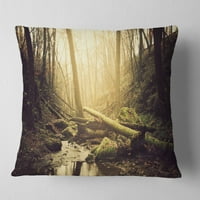 Дизајнрт поток во темна дива шума - перница за фрлање шума - 16х16