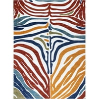 Nuloom летни текстурирани зебра ленти во затворен килим на отворено, 4 '6', беж
