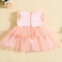 Мали Девојчиња Лето Секојдневен Фустан Без Ракави Цветни Везови Мрежа Крпеница Фустан 1-Година