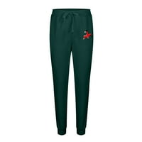 Панталони Уорка Спортска Мода Божиќна Врвка Плус Кадифени Цветни Печатени Долги Машки Панталони Зелени