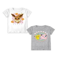 Графички маици на Покемон девојки, 2-пакувања, големини 4-18