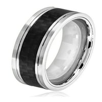 Крајбрежен накит од не'рѓосувачки челик јаглеродни влакна од жлеб удобност вклопување прстен