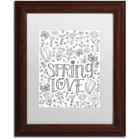 Трговска марка ликовна уметност пролет loveубов платно уметност од Елизабет Калдвел, бел мат, дрвена рамка