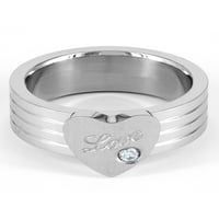 Крајбрежен накит Loveубов срце со кубна цирконија прстен од не'рѓосувачки челик