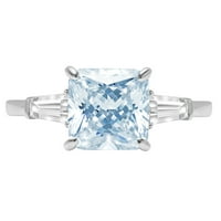 3ct ascher сече сино симулирани дијамант 14k бело злато изјава за гравирање годишнина ангажман свадба три камен прстен големина 5.75