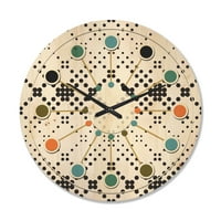 Дизајн на „Геометриски апстрактни ретро минимална шема IX“ модерен woodиден часовник од дрво од средниот век