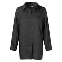 мњин женски блузи и блузи облечени кошули жени сатенски чакал со долг ракав врвна мода лабава секојдневна кошула маица црна