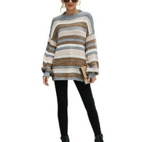 Слушајте Жени Обични Плетени Џемпери Со Долги Ракави Улична Облека Преголем Пуловер Карирани Плетени Врвови На Скокачи
