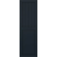 Ekena Millwork 15 W 72 H TRUE FIT PVC Farmhouse Flat Panel комбинација фиксни ролетни за монтирање, без starвездени ноќни сини