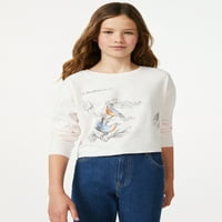 Бесплатна графичка маица со кратки ракави за девојчиња со долги ракави, големини 4-18