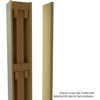Ekena Millwork 12 W 6'H Hand Hewn Endurathane Fau Wood Non-Tapered Square Column Wrap со FAU Iron Capital & Base