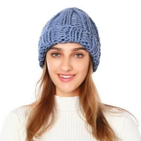зттд плетена шапка модни жени зимска цврста боја груба волнена капа едноставна убав квалитет топла шапка за заштита на ушите