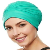 Беемо пливање капа за капење Турбан полиестер за жени и девојчиња - зелена боја