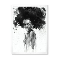 DesignArt 'црно -бел портрет на афроамериканка жена III' модерен врамен уметнички принт
