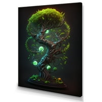DesignArt Neon Bonsai Swill Tree IV Canvas Wallидна уметност