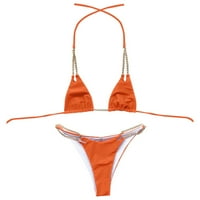 Женски бикини долна облека за крпење сет за капење Две исполнети градници за пливање за пливање од плажа портокалова м