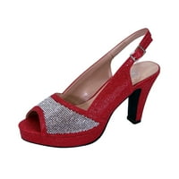 Цветна женска Надија Екстра широка ширина ширина Rhinestone Studed Peep-Toe Patter Slingback