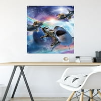 Џејмс Букер - Галакси Мачка Ајкули Ѕид Постер со Pushpins, 22.375 34