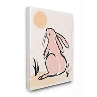 Колекцијата за украси „Ступел дома“ пастелно розово зајаче на сонцето со мастило со мастило со мастило Супер платно wallидна