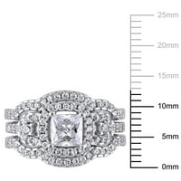 Miabella Women 2- Carat T.G.W. Квадратни и кружни кубни цирконија Стерлинг Сребрен Хало невестински прстен