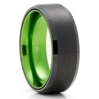Прстен од зелена волфрам, прстен за ангажман, црн прстен од волфрам, венчален прстен, прстен од карбид од волфрам, удобност