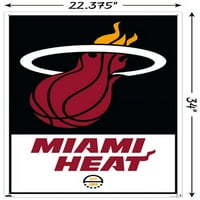 Мајами Топлина-Логото Ѕид Постер со Притисни Иглички, 22.375 34